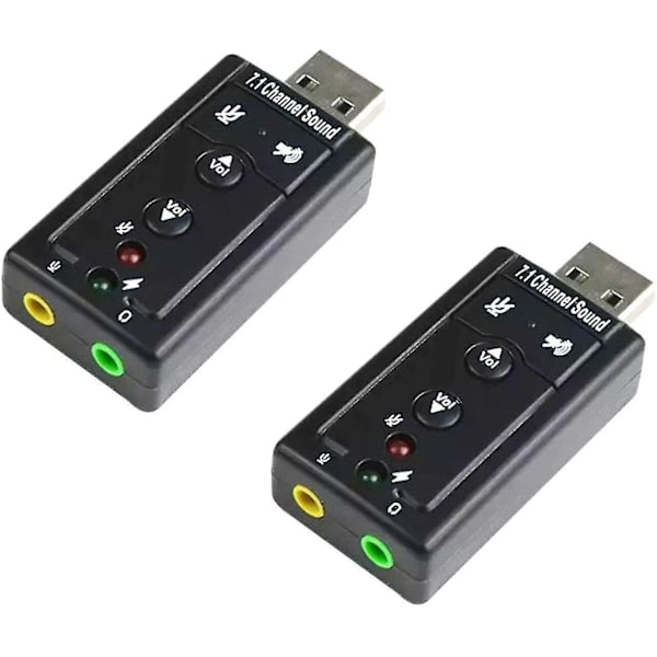 2-pakkaus 7.1-äänikortti Usb-äänikortti Ulkoinen äänikortti Drive-free Riippumaton äänikortti Tietokoneen kuulokemikrofonitarvikkeet -JRzd
