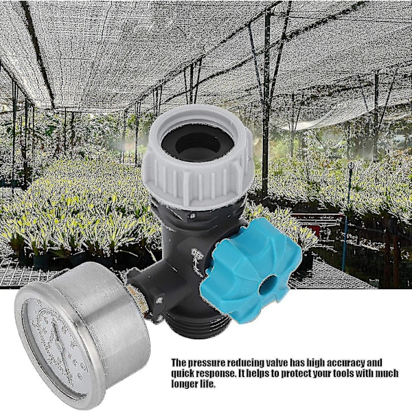 Vandtryksregulator, justerbar vandtryksreduceringsventil med manometer trykmåler trykregulator separator til drivhus have