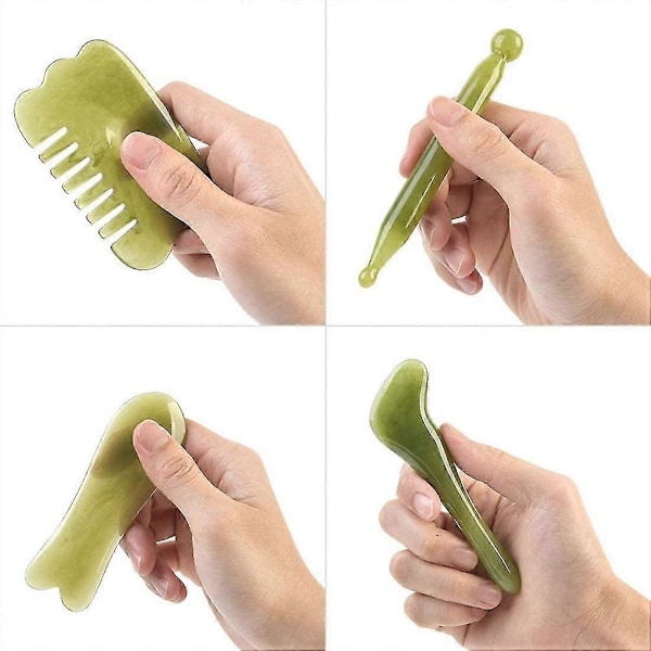 Gua Sha-skrape, Naturlig Jade-stein Slankende Massasjeapparat For Spa
