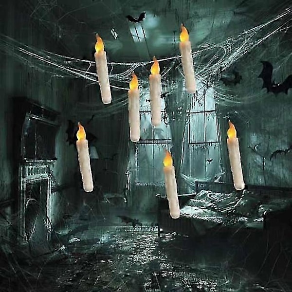 6 kpl Led Halloween-kynttilänvaloa välkkyvällä liekillä Aa-paristokäyttöinen lamppu Halloween-kynttilään Taper-kynttilät kelluva juhlavalaistus -CHNSZ