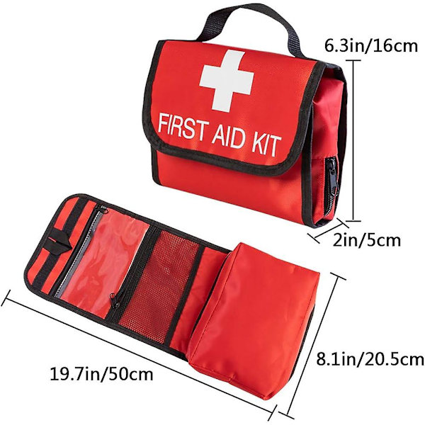 AOUTACC Mini ensiapupakkaus tyhjä, matkakokoinen ensiapupakkauspussi hätätilanteisiin kotona, toimistossa, autossa, ulkona, veneessä, retkeilyssä, vaelluksella (vain pussi) 2 pack red foldable