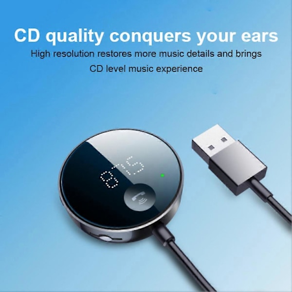 USB Bluetooth 5.0 Trådløs Bil FM-Sendemodul Aux Stereo Audio Modtager Adapter