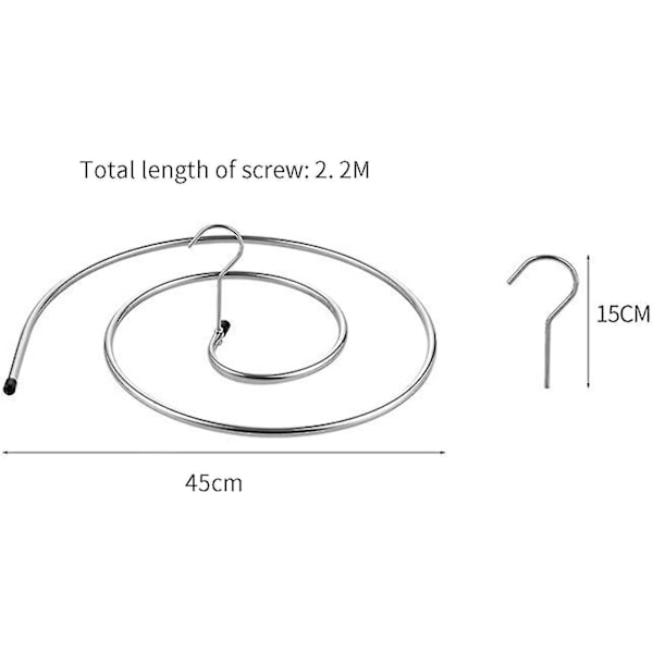 2 kpl pyykkiteline ruostumattomasta teräksestä pyykkiteline spiraaliripustin huoville, lakanoille, verhoille (hopea)