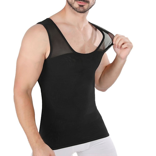 Mænds brystkompressionsskjorte til at skjule shapewear skjult kød gud værktøj formning stram tank top mænds formning klud åndbar mesh zd QE2024 m