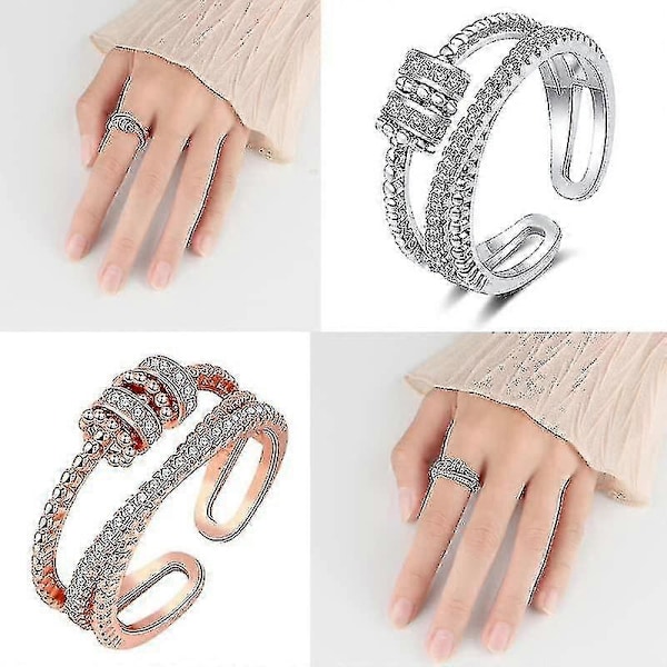 Ring, Angst Ring Til Kvinder, Angst Ring Med Perler Spinner Til Kvinder Piger