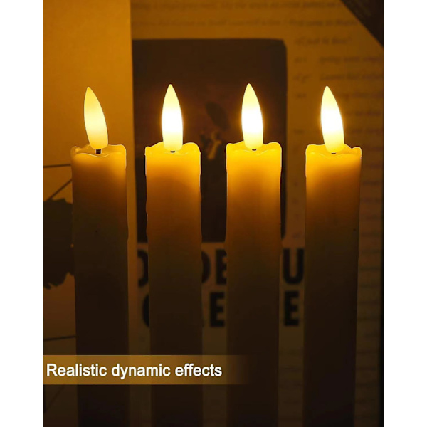 6 stk. Flammeløse Spidse Lys Med Fjernbetjening, 25cm LED Lysestager Med Flimrende Flamme, Drypfri Vindue Lys Julepynt Batteridrevet