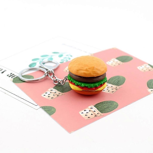 Hamburger Cheeseburger Polymer Clay Nøglering Simuleret Mad Vedhæng Nøglering