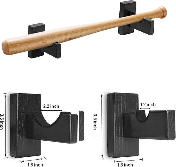 Bn-baseball Bat Display Case, Veggmontert Solid Håndlaget Horisontal Stativ For Baseball