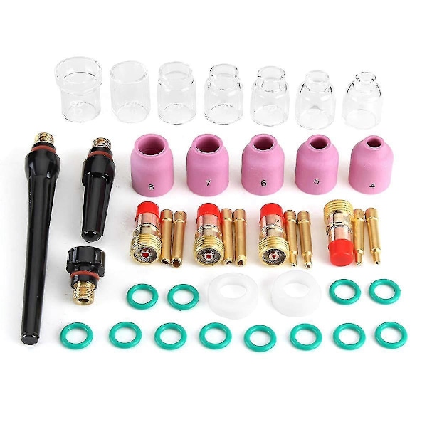 41 delar/set TIG-svetsbrännarmunstycke Ringkåpa Gasslins Glaskopp Kit för WP17/18/26 Svetstillbehör