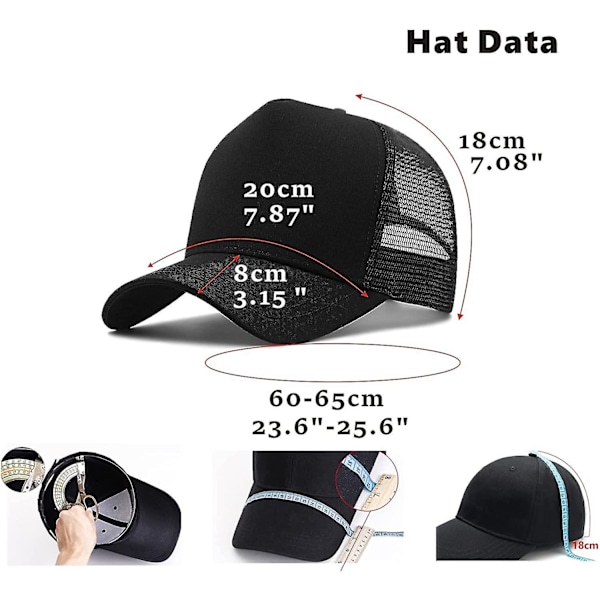 Oversize Xxl Mesh Truckerkeps Stora Hattar För Män Hög Krona Basebollkeps Andningsbar Pappa Hatt Justerbar 60-65 cm
