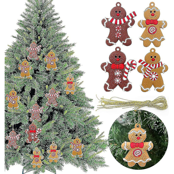 Pepparkaksgubbe Julgransprydnad Hänge 12 st (stil A)
