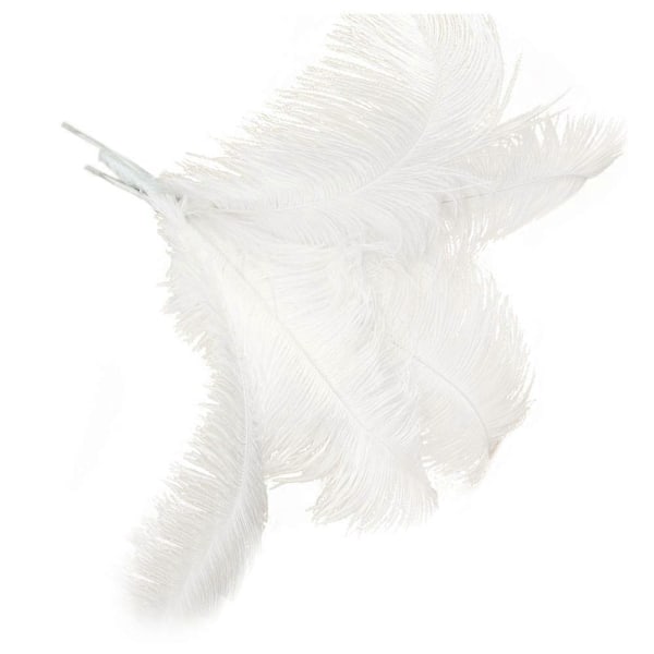 10 stk. Naturlige Strudsefjer Bryllupsfest Dekoration Hvid 45-50cm