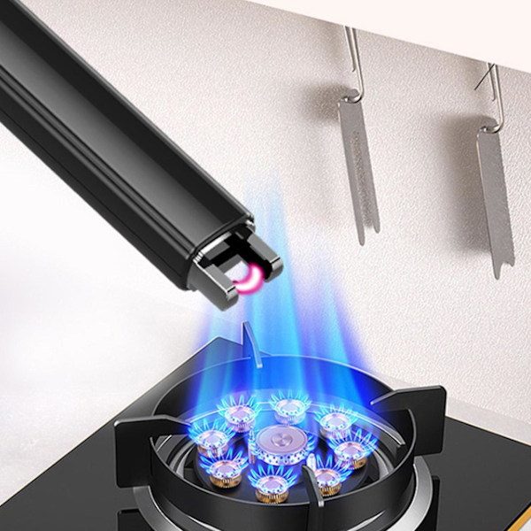 Elektronisk Ljusställare Vindtålig Flammlös USB Laddningsbar Tändare Med Säkerhetsknapp För Hemmet Köket