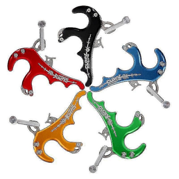 1 st Fingerbåge Tummeavtryckare, 4 Fingers Fingerbåge Släpphjälp Grepp Fingerbåge Tumme Kaliper Sammansatt Båge Skjut Jaktverktyg Delar Svart