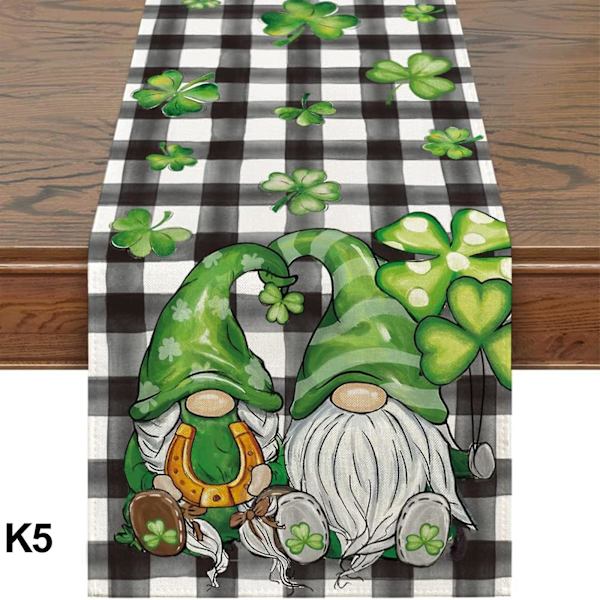 St. Patricks Day Bordløber, Ferie Køkken Spisebord Dekorationer Shamrock Forår Sæsonbestemt Bordlinned Til Hjemmefest e s -  33x183cm