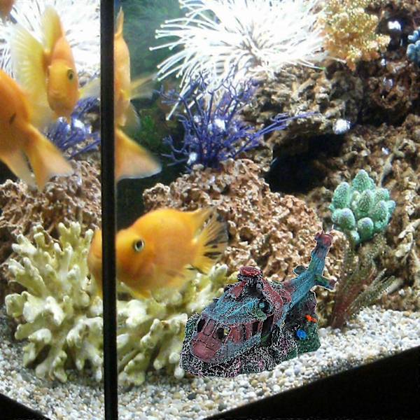 Akvarieflygplan Vrak Dekoration Aquarium Dekorationer Fisk Tank Rest Fisk Tank Skydd Prydnad Skrivbord Topper Harts Fig -C