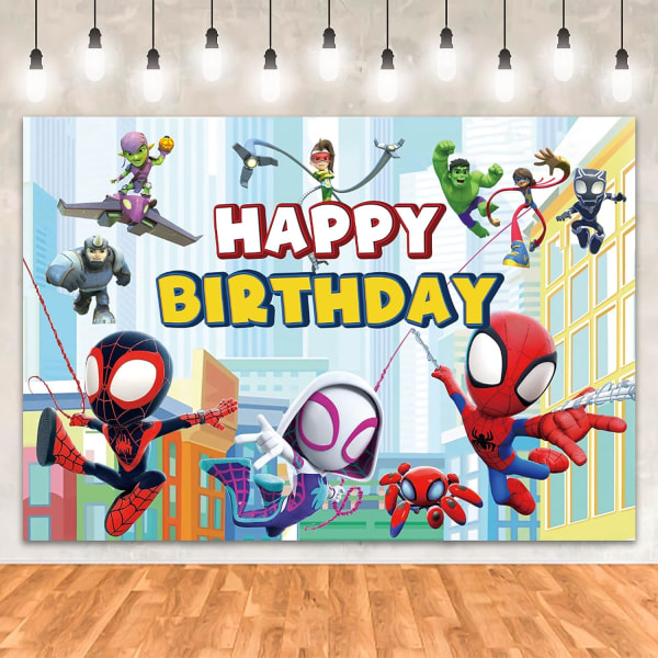 Spider-Man och hans fantastiska vänners födelsedagsfest bakgrund (3 fot)