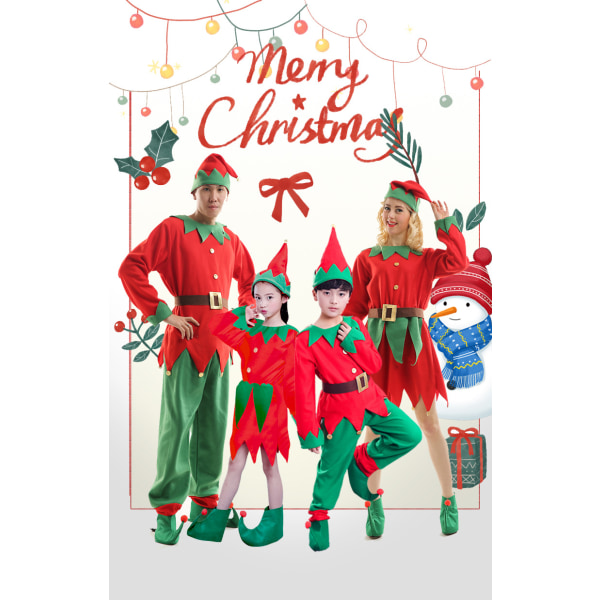 Jultomte röd och grön färg prestanda kostymer girl 4-6 years