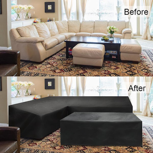 Hörnsoffa Överdrag Vattentät Utomhus Gård Trädgårdsmöbler Överdrag Bordsöverdrag Dammskydd, 210D Oxfordtyg ZD HU 155x95x68cm
