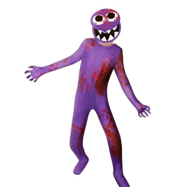 Rainbow Friends Cosplay Costume Jumpsuit Mask Halloween Set purple 120cm