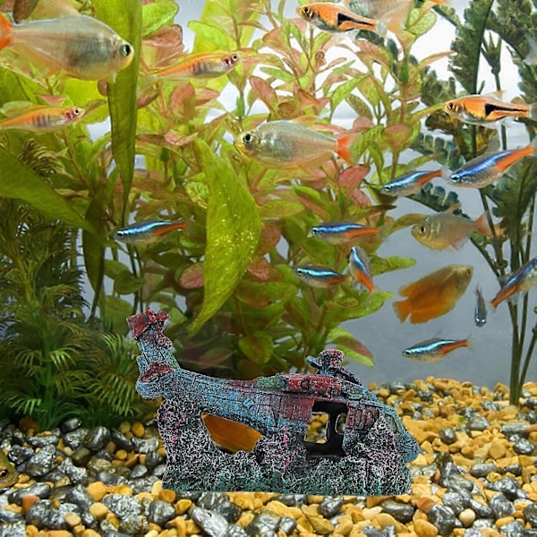 Akvarieflygplan Vrak Dekoration Aquarium Dekorationer Fisk Tank Rest Fisk Tank Skydd Prydnad Skrivbord Topper Harts Fig -C