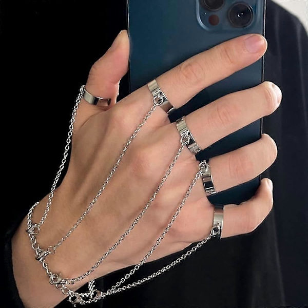 Punk Kæde Tassel Armbånd Med Slave Finger Ringe Til Kvinder Piger