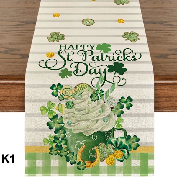 St. Patricks Day Bordløper, Høytidskjøkken Spisebord Dekorasjoner Kløver Vår Sesong Bordduker For Hjem Fest a l - 33x275cm