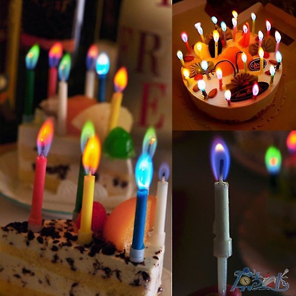 Färgade födelsedagsfesttillbehör Bröllop Färgglada flammor Flerfärgade ljus Säker flamma (6-72PCS) zd QE2024 6 pcs candles