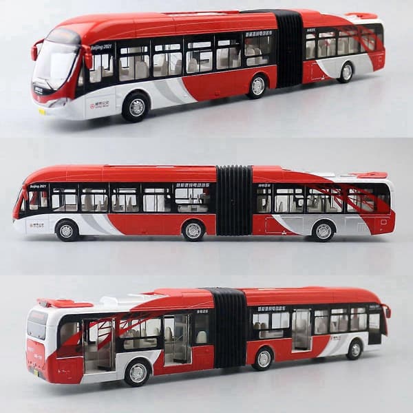 1:32 Articuleret dobbeltdækkerbus legetøjsbil Diecast busmodel Træk tilbage Døre kan åbnes Lyd & Lys Samlerobjekt Gave til drenge