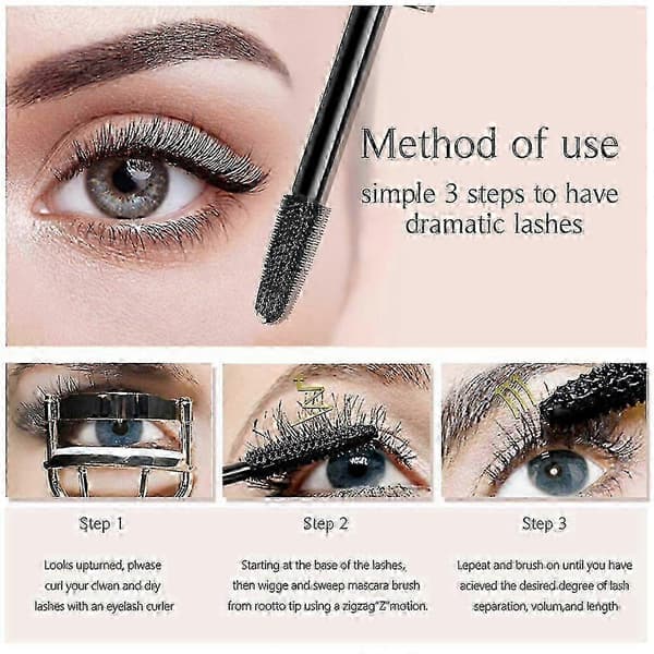 e ELAIMEI Vanntett 4D Sminke Øyevippemascara Øyevippesminke Silkefiber Vippeforlengelse Lang Mascara