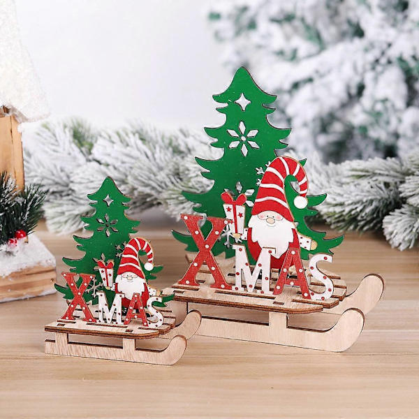 Julkalender för semester Juldekoration Trä DIY Släde Ornament Kombination Dekoration a