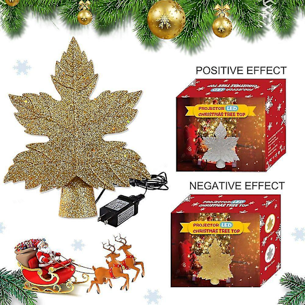 Bladformet Juletre-Projektorlampe Snøstorm Juletre Topplampe Led Juletre Toppstjerne Projektorlampe gold us plug