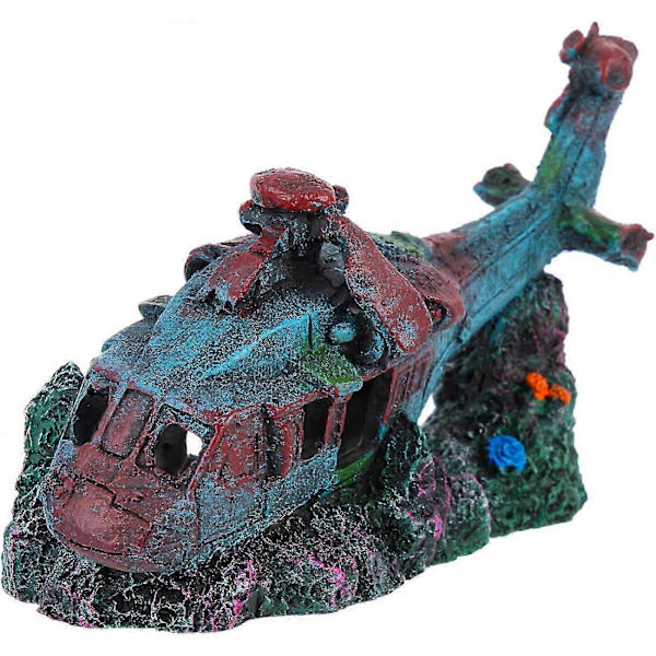 Akvarieflygplan Vrak Dekoration Aquarium Dekorationer Fisk Tank Rest Fisk Tank Skydd Prydnad Skrivbord Topper Harts Fig -C