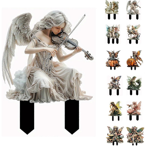 Bohemian Fairy Blomsterpot Dekorasjon, 2D Fehage Planter Tilbehør, Fehage Figurer for Potteplanter og Hageplen Dekor k3