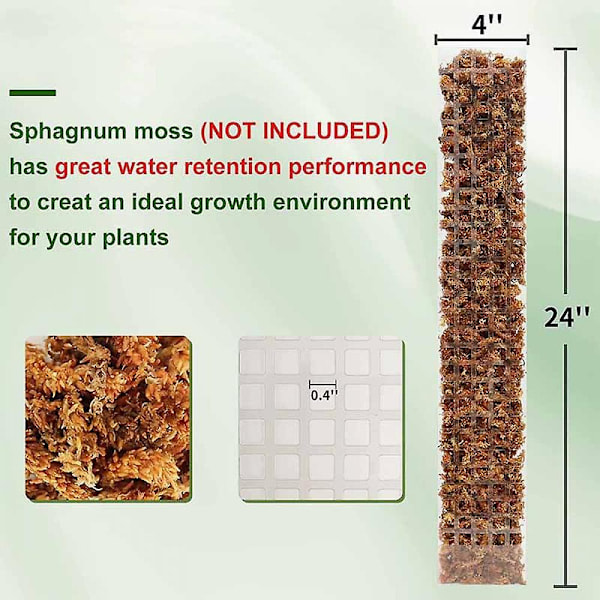 Monstera spaljé 24 tum mossa stång växter mossa poler set spaljé inomhus växt mossa pol gjord av plast expanderbar DIY mossa stång för Monstera ZD B2 4 pcs