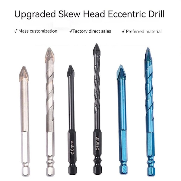 Special Snedig Spets Excentrisk Borrbitssats Borrar Betong Murverk Metall Glas~ 6810mm set silver