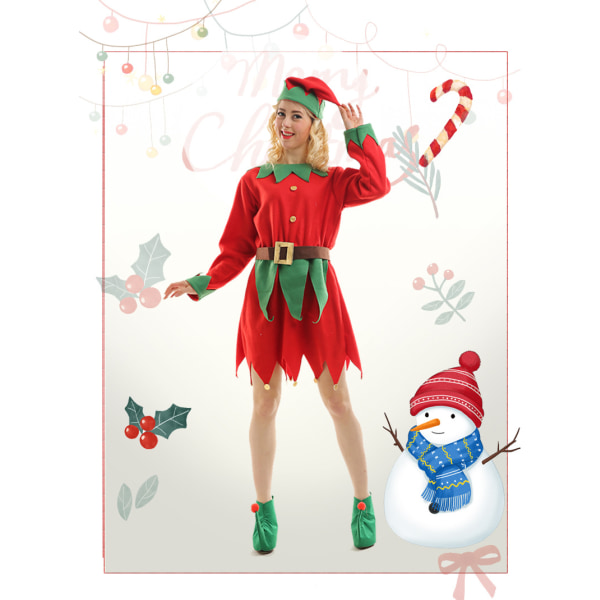 Jultomte röd och grön färg prestanda kostymer girl One size