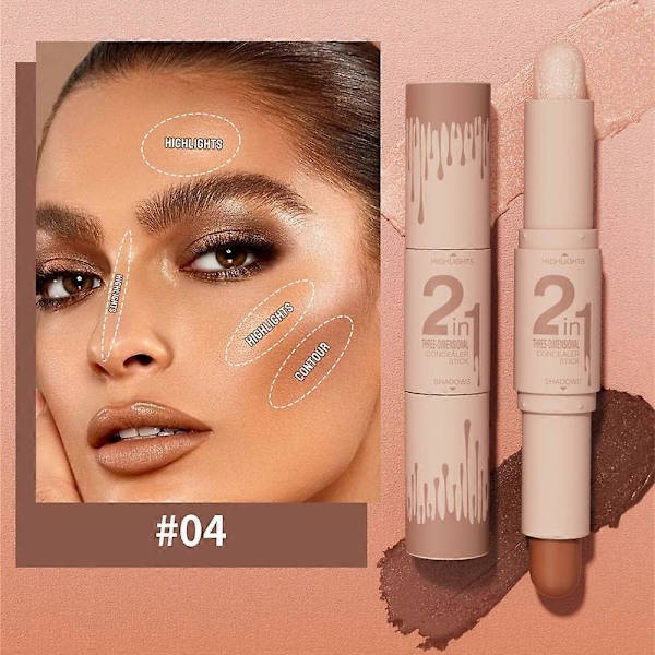 Dobbeltsidet To-i-én Concealer Highlighter Kontur Stick Lysner Og Delikat Skygge Kontur Stick 4