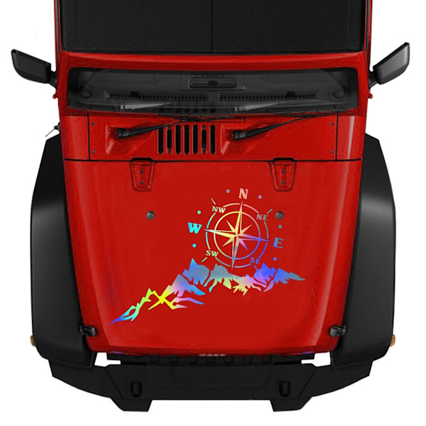 1 stk. Bilsticker Bjerge Kompas Navigations Stil Farverig Bil Lastbil Sticker Dekal Auto Mode Dekoration