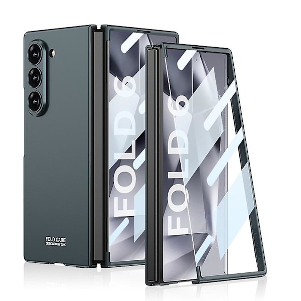 Z Fold 6 -kotelo näytönsuojalla, ohut PC-kotelo, kattava iskunkestävä suojakotelo Samsung Galaxy Z Fold 6:lle green