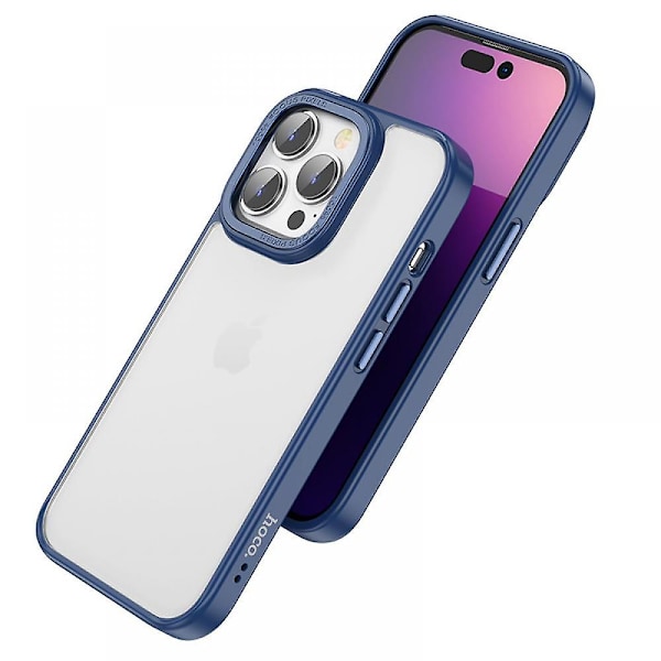 iPhone 14 Pro Max Skal, [10 Fots Militärt Fallskydd] [Hudvänlig Touch] Matt Bak, Slank Genomskinlig Skyddande Hölje - Blå