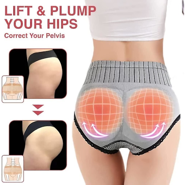 3 st kvinnors bomullsbikini trosor magekontroll shapewear underkläder spets hög midja trosor rumpa lyftare kropp formare trosor midja ff E red-purple-green