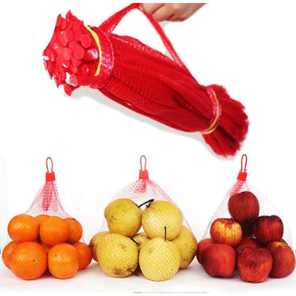 100 st Reusable Mesh Nylon Nätbälte Ringstängning för Livsmedel Leksaker Frukt Grönsaker Förvaring Nätpåsar