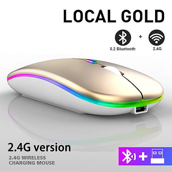 Uusi Bluetooth Langaton Hiiri USB Latautuvalla RGB Hiirellä 2.4ghz 1600dpi
