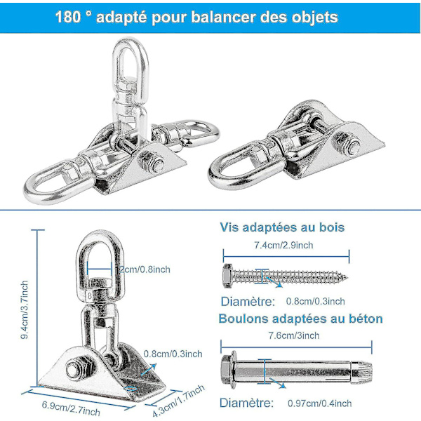 Heavy Duty Takkrok, 500kg Hängande Stol Fäste Rostfritt Stål 360 -JRZD