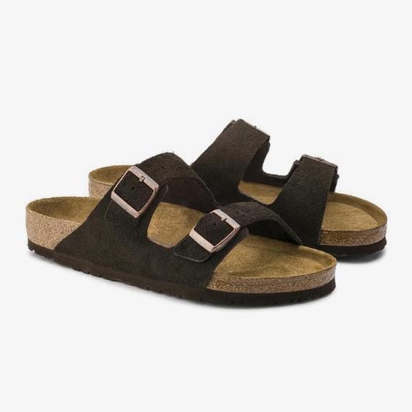 ~2024 Vår og sommer Ny retro kork flate boken sandaler herre flate sandaler kvinner Mocha suede 40