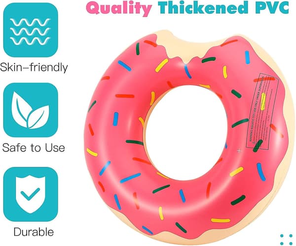 Oppustelig pool float, [2-pak] Sjov strand flyde legetøj sommer svømmepøl float ring flyde, Donut form oppustelige pool rør svømme float tu