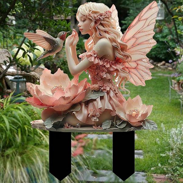 Boheemi Fairy-kukkaistutuskoriste, 2D Fairy Garden -istutuslisävarusteet, Fairy Garden -hahmot ruukkukasveille ja puutarhan pihapiirin nurmikon koristeluun k1