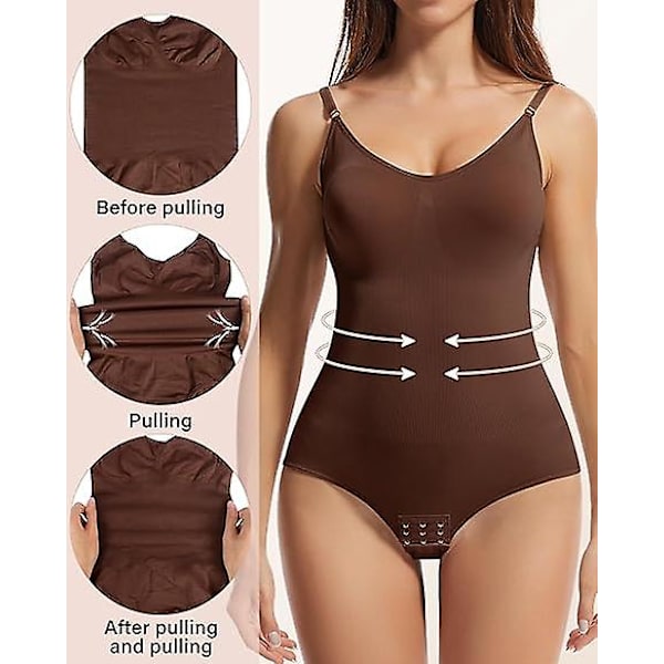 Tummy Control Shapewear Bodysuit för kvinnor Butt Lifter Panties Stretch Slimming Body Shaper ff E apricot beige