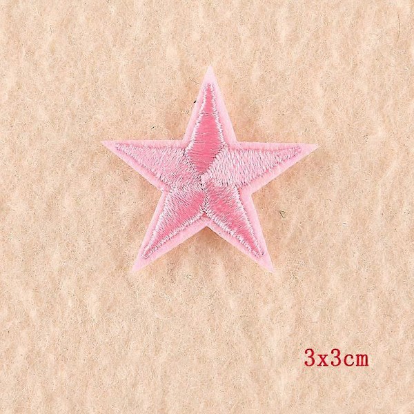 10 stjärnor broderade märken att sy eller stryka fast för kläder DIY applikationer hantverksdekoration pink